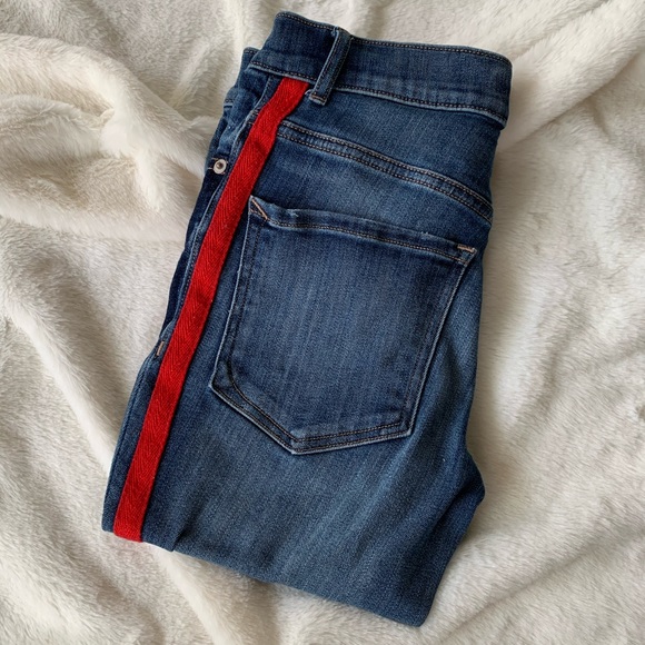 Express High Waisted Side Stripe Ankle Jeans